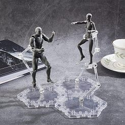 DIYアジャスタブルアクションフィギュアホルダーディスプレイスタンドベースセット  hg1/144モデルの場合  透明  100x115x8mm  3個/セット&nbsp;DJEW-WH0001-01