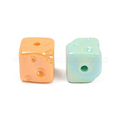 不透明なアクリルビーズ  キューブ  ABカラーメッキ  ミックスカラー  13.5x13.5x14mm  穴：2.7mm  約195個/500g&nbsp;OACR-C022-17