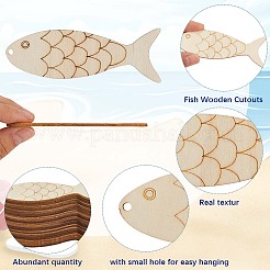 30Pcs Fish Unfinished Wood Cutouts Pendant Decorations&nbsp;DIY-SP0004-52