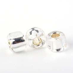 Mgb松野ガラスビーズ  日本製シードビーズ  6/0銀並ぶガラス丸穴rocaillesシードビーズ  透明  3.5~4x3mm  穴：1.2~1.5mm  約140個/箱  正味重量：約10g /箱&nbsp;SEED-R033-4mm-34RR