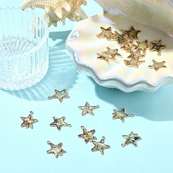 10Pcs 2 Styles Star Brass & Natural Black Lip Shell Connector Charms & Pendants Findings Kits&nbsp;KK-YW0003-78