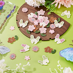 30個 6スタイルの花のコンピューター刺繍布アイロンパッチ  パッチにこだわる  マスクと衣装のアクセサリー  アップリケ  ミックスカラー  15~33x15~30x1.5~2mm  5個/スタイル&nbsp;PATC-TA0001-36A