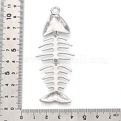 真鍮製ビッグサイズペンダントトップ  カドミウムフリー＆鉛フリー  魚の骨  プラチナ  84x32.5x6.5mm  穴：4mm&nbsp;X-KK-N268-02P