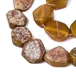 染め加工天然石瑪瑙ビーズ連売り  ナゲット  ゴールデンロッド  15~28x13~25x5~17mm  穴：1.2~1.8mm  約18個/連  13.39~14.96インチ（34~38cm）&nbsp;G-Q606-23E-06