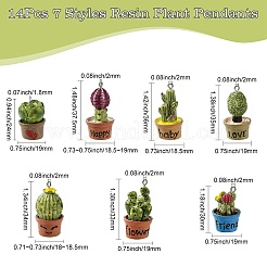 14Pcs 7 Styles Resin Plant Pendants&nbsp;RESI-CJ0003-84