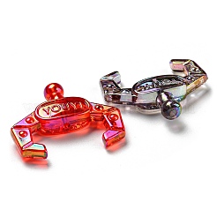透明UVメッキアクリルビーズ  虹色の  ペンチ  ミックスカラー  33x40x8.5mm  穴：2.5mm&nbsp;X-OACR-H022-07