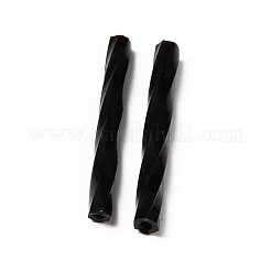 ベーキングペイントガラスツイストラッパビーズ  丸い穴  ブラック  25~27x3mm  穴：1mm  100個/袋&nbsp;GLAA-WH0039-11E