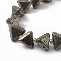 天然石パイライトビーズ連売り  シードビーズで  三角形  11~14x15~16x13.5~14mm  穴：1.2mm  約14個/連  8.07''（20.5センチメートル）&nbsp;G-E590-03