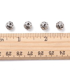 真鍮製のラインストーンビーズ  カドミウムフリー＆鉛フリー  グレードA  白金金属色  ラウンド  クリスタル  8mm  穴：1mm&nbsp;RB-A011-8mm-01P