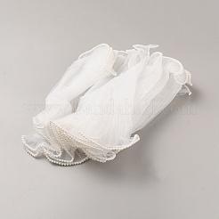 ポリエステルフラワーブーケラッピングメッシュペーパー  バレンタインデーの  結婚式  誕生日の装飾  プラスチック製のビーズと  ホワイト  10-5/8インチ（270mm）  約4.00ヤード（3.66m）/ pc&nbsp;SRIB-WH0011-215A