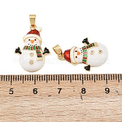 Christmas Brass Micro Pave Cubic Zirconia Enamel Pendants&nbsp;KK-B161-15G-03