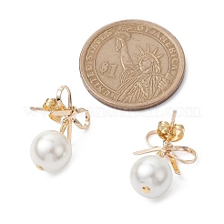 Brass Bowknot Dangle Stud Earrings&nbsp;EJEW-TA00347-1
