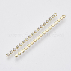 真鍮カップチェーンタッセルビッグペンダント  クリスタルラインストーン付き  ライトゴールド  52x2x2mm  穴：1.6mm&nbsp;X-PALLOY-S177-71LG