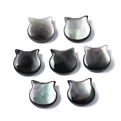 天然な黒リップシェルビーズ  猫  10x10x4mm  穴：0.8mm&nbsp;SSHEL-S258-99A