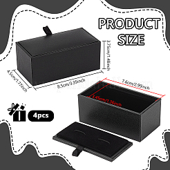 プラスチック製カフスボタンギフト収納ボックス2個  内側のベルベットと  長方形  ブラック  8.5x4.5x3.75cm&nbsp;CON-WH0107-86A