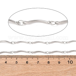 304ステンレス鋼の湾曲リンクバーチェーン  ハンダ付け  スプールで  ステンレス鋼色  15x2x2ミリ＆4x2.5x0.5mm&nbsp;CHS-G049-01P