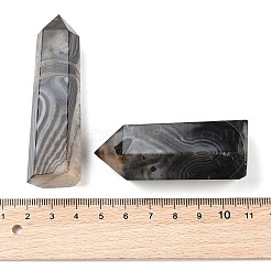 タワー天然染色＆加熱染色＆加熱黒瑪瑙ヒーリングストーンワンド  エネルギーバランス瞑想療法の装飾  六角プリズム  17~29x12~29x45~90mm&nbsp;G-A096-02L-01
