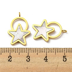 304ステンレススチールシェルペンダント  スターのチャーム  14KGP本金メッキ  19.5x13x2mm  穴：1.8mm&nbsp;STAS-L022-013G