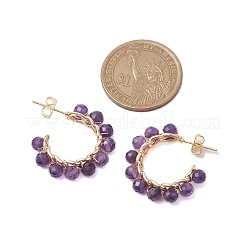 7ペア 7スタイル 銅線で包まれた宝石スタッドピアス 女性用  25.5~27x5mm  1ペア/スタイル&nbsp;EJEW-JE05842
