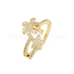 Brass Micro Pave Cubic Zirconia Cuff Rings for Women&nbsp;RJEW-Z113-42G