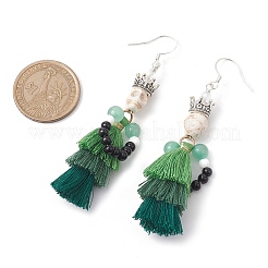 Dyed Synthetic Turquoise Tassel Pendants Earrings&nbsp;EJEW-TA00420