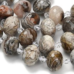 天然メキシコ瑪瑙ビーズ連売り  ロンデル  多面カット  ガラスビーズ  18x13mm  穴：1.4mm  約20個/連  14.25インチ（36.2cm）&nbsp;G-L642-I11-18x13mm