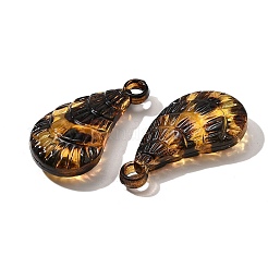 透明なアクリルパーツ  ヒョウプリント模様  シェル形状  29x15x6mm  穴：2.8mm&nbsp;OACR-D303-01C