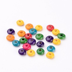 天然木のビーズ  フラットラウンド  無鉛の  染め  ミックスカラー  直径約8mm  厚さ4mm  穴：2.5mm  約13680個/1000g&nbsp;TB139Y
