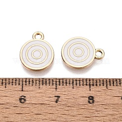 メッキ合金エナメルチャームラック  フラットラウンドのチャーム  ゴールドカラー  ホワイト  13x10.5x1.5mm  穴：1.6mm&nbsp;ENAM-N070-01B-01G-01