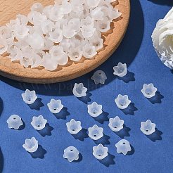 分厚い透明な曇らされたチューリップの花アクリルビーズキャップ  スズラン  10 mm幅  厚さ6mm  穴：1.5mm&nbsp;X-PL543-1