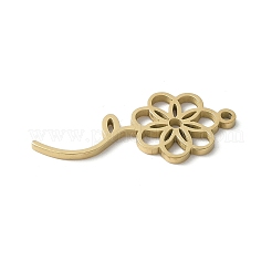 304ステンレスペンダント  花のチャーム  18KGP本金メッキ  30.5x13x1.5mm  穴：1.5mm&nbsp;STAS-E501-14G