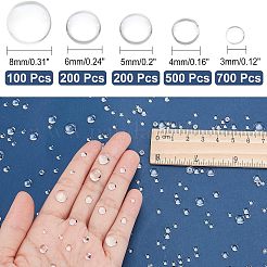1700個5スタイルの透明樹脂カボション  ネイルアートの装飾の付属品  半円  透明  3~8mm&nbsp;RESI-CA0001-31