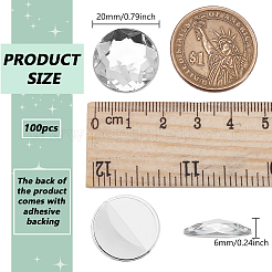 粘着式アクリルラインストーンステッカー100枚。  DIYの装飾や工芸品  多面カット  半円  透明  20x4.3~6mm&nbsp;DIY-FG0007-45