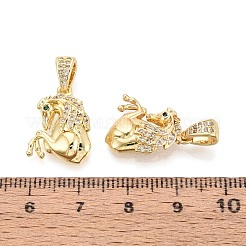真鍮マイクロパヴェクリアキュービックジルコニアペンダント  馬のチャーム  18KGP本金メッキ＆ガンメタル  18x14x4mm  穴：5x3mm&nbsp;KK-T075-85G