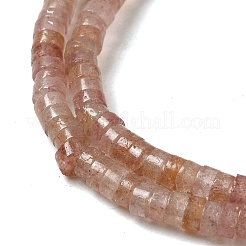 天然石ストロベリークォーツビーズ連売り  ヒシビーズ  フラットラウンド/ディスク  4~4.5x2.5mm  穴：0.7mm  約167個/連  15.43インチ（39.2cm）&nbsp;G-H230-19