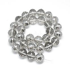 電気メッキガラスビーズ連売り  多面カット  ラウンド  グレー  17~18x17~18mm  穴：2mm  約30個/連  22.8インチ&nbsp;EGLA-S137-06