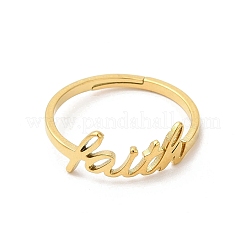 Ion Plating(IP) 304 Stainless Steel Word Faith Adjustable Ring&nbsp;RJEW-L107-029G