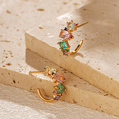 Brass Pave Cubic Zirconia Stud Earrings&nbsp;WG5B751-01