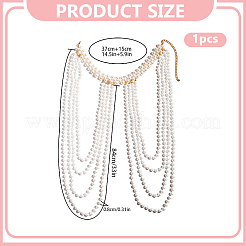 1Pc Round White ABS Plastic Imitation Pearl Beaded Multi-Layered Shoulder Chains&nbsp;AJEW-HY0003-27