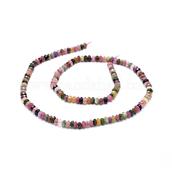 天然のマルチカラートルマリンビーズ連売り  多面カット  ロンデル  4~5x2.5~3mm  穴：0.8mm  約125~130個/連  38~39cm&nbsp;G-D0010-23B