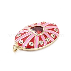 Rack Plating Brass Micro Pave Clear Cubic Zirconia Pendants&nbsp;KK-H474-23G-04