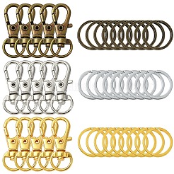 DIY 合金製回転式ロブスター クロー クラスプと鉄製スプリット キー リング キーチェーン検索キット  アンティークブロンズ  21~30.5x11x6mm  穴：5x9mm&nbsp;DIY-YW0010-44AB