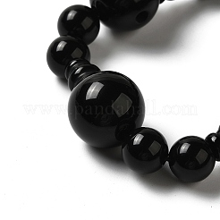 Dyed & Heated Natural Black Agate 3-Hole Guru Bead Strands&nbsp;G-K149-53