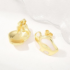 Irregular Brass Enamel Stud Earrings&nbsp;EJEW-K249-14G-01