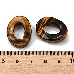 天然石タイガーアイペンダント  楕円形のチャーム  23x18x6.5mm  穴：7.5x12.5mm&nbsp;G-Z082-01B