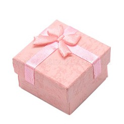 厚紙のリングボックス  サテンリボンは、外部ちょう結びに  正方形  ミックスカラー  41x41x26mm&nbsp;X-CBOX-G003-08
