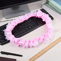 ポリエステルレースコンピュータフレームカバー1個  蝶結び  パールピンク  840~880x68~76x7.5~18.5mm&nbsp;AJEW-CN0007-75A