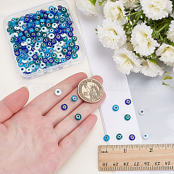 200Pcs 4 Colors Handmade Evil Eye Lampwork Beads&nbsp;LAMP-ME0001-13