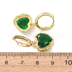 Valentine's Day Heart Brass & Glass Hoop Earrings&nbsp;EJEW-Z164-23G-04