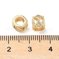 Brass Micro Pave Clear Cubic Zirconia European Beads&nbsp;KK-A254-16G